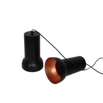 Para czarnych lamp wiszących vintage z mosiądzu